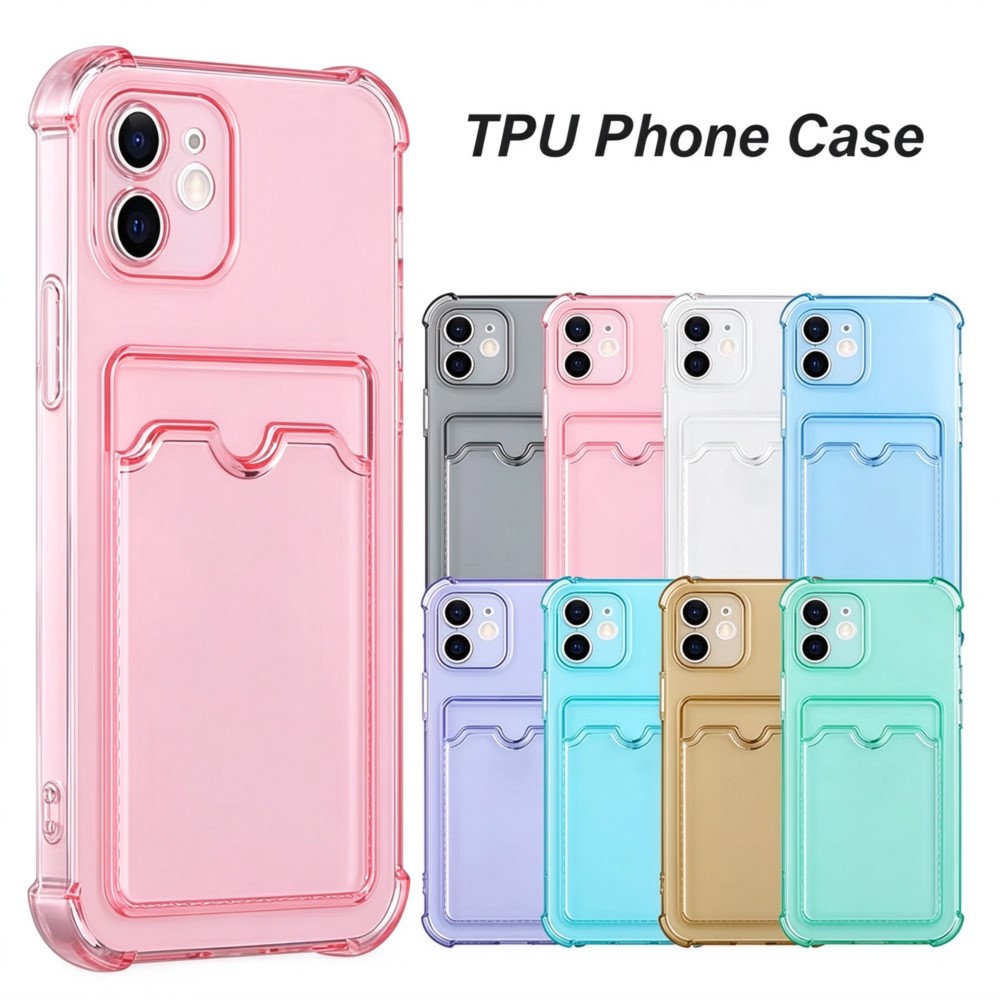 Camera Lens Protector - เคสโทรศัพท์แบบใส มีช่องใส่บัตร สำหรับ iPhone 18 12