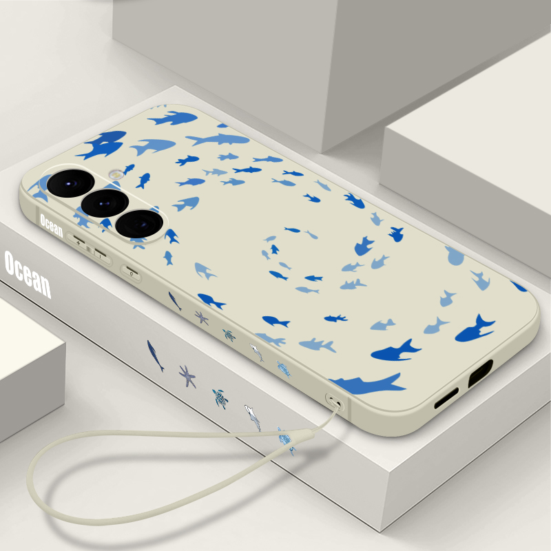 Samsung Galaxy A55 - เคสโทรศัพท์ลายปลาพร้อมสายคล้อง สำหรับ Samsung Galaxy S26 S25