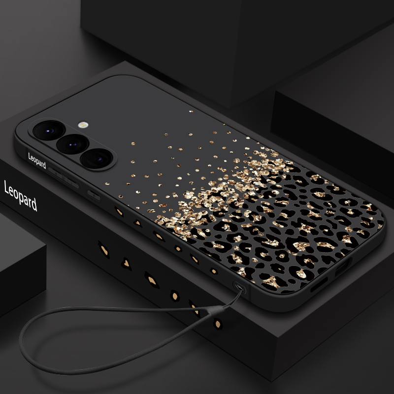 Samsung Galaxy A55 - เคสโทรศัพท์ลายเสือดาวแบบนิ่ม TPU พร้อมสายคล้อง สำหรับ Samsung Galaxy